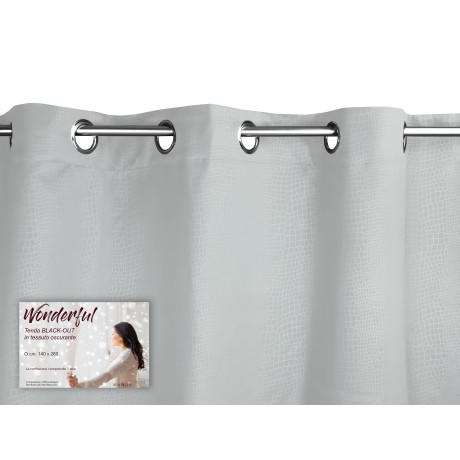 WUNDERBARER VORHANG in Unifarbe GREY CM. 140X280 BLACK OUT verpackt
