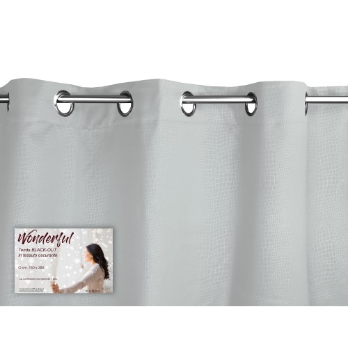 WONDERFUL CURTAIN in solid color GREY CM. 140X280 BLACK OUT packaged