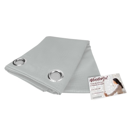 TENDA WONDERFUL in tinta unita GRIGIO CM. 140X280 BLACK OUT confezionata 2