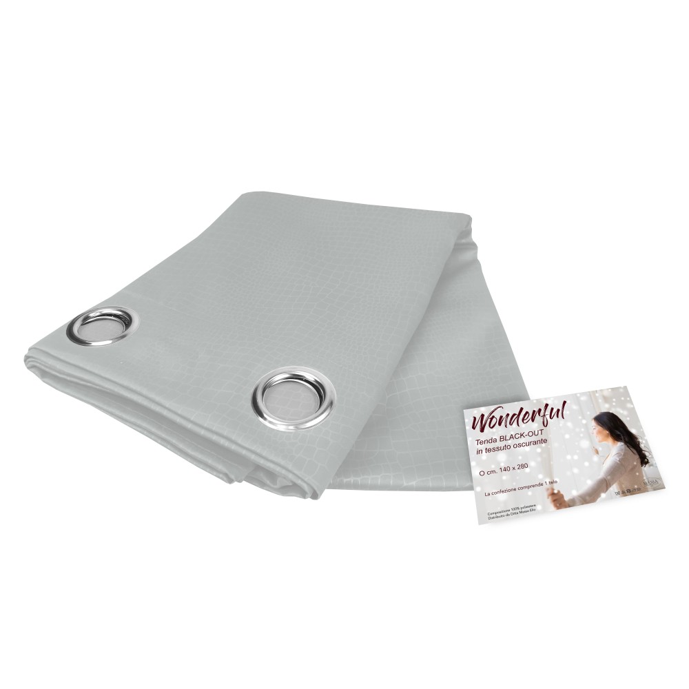 WUNDERBARER VORHANG in Unifarbe GREY CM. 140X280 BLACK OUT verpackt