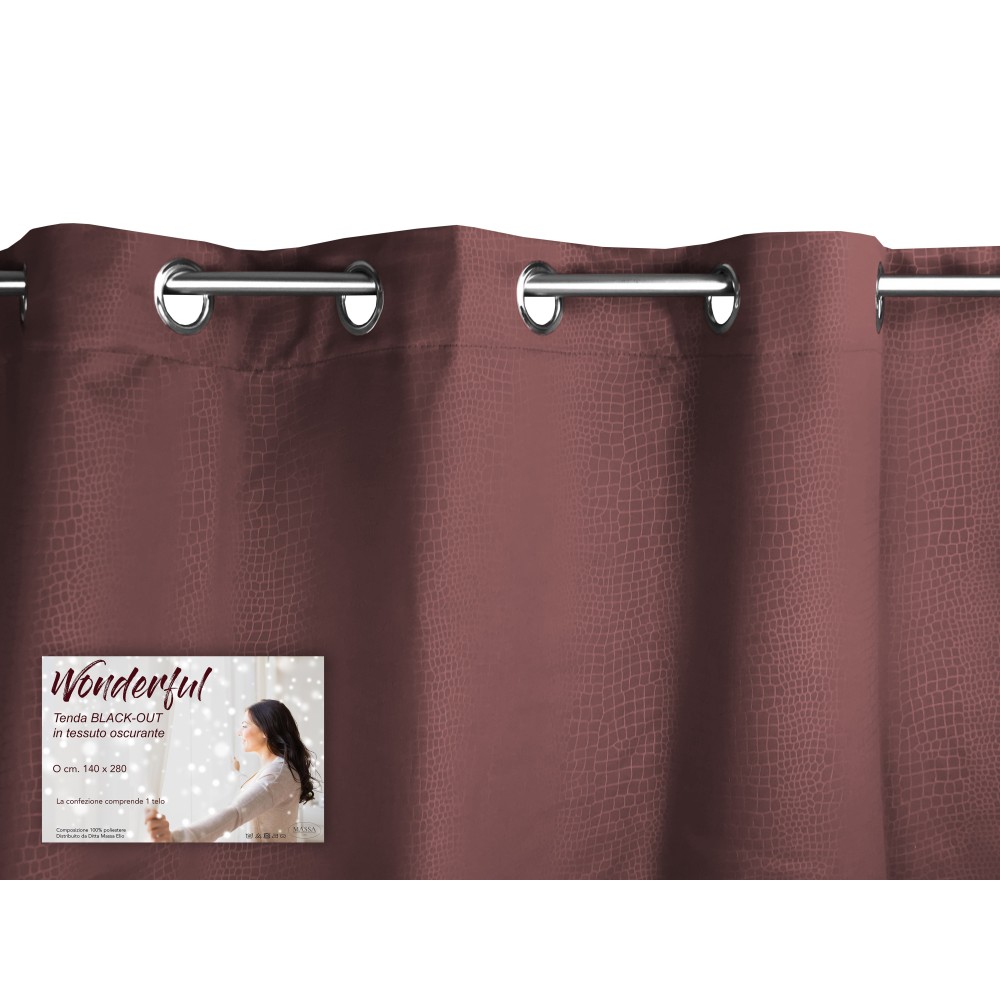 WONDERFUL CURTAIN in solid color BROWN cm. 140X280 BLACK OUT packaged