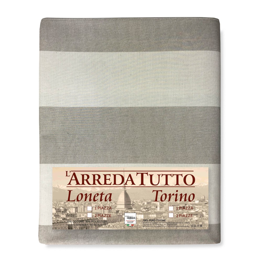 Gran Foulard Couvre-lit en tissu rayé Beige
