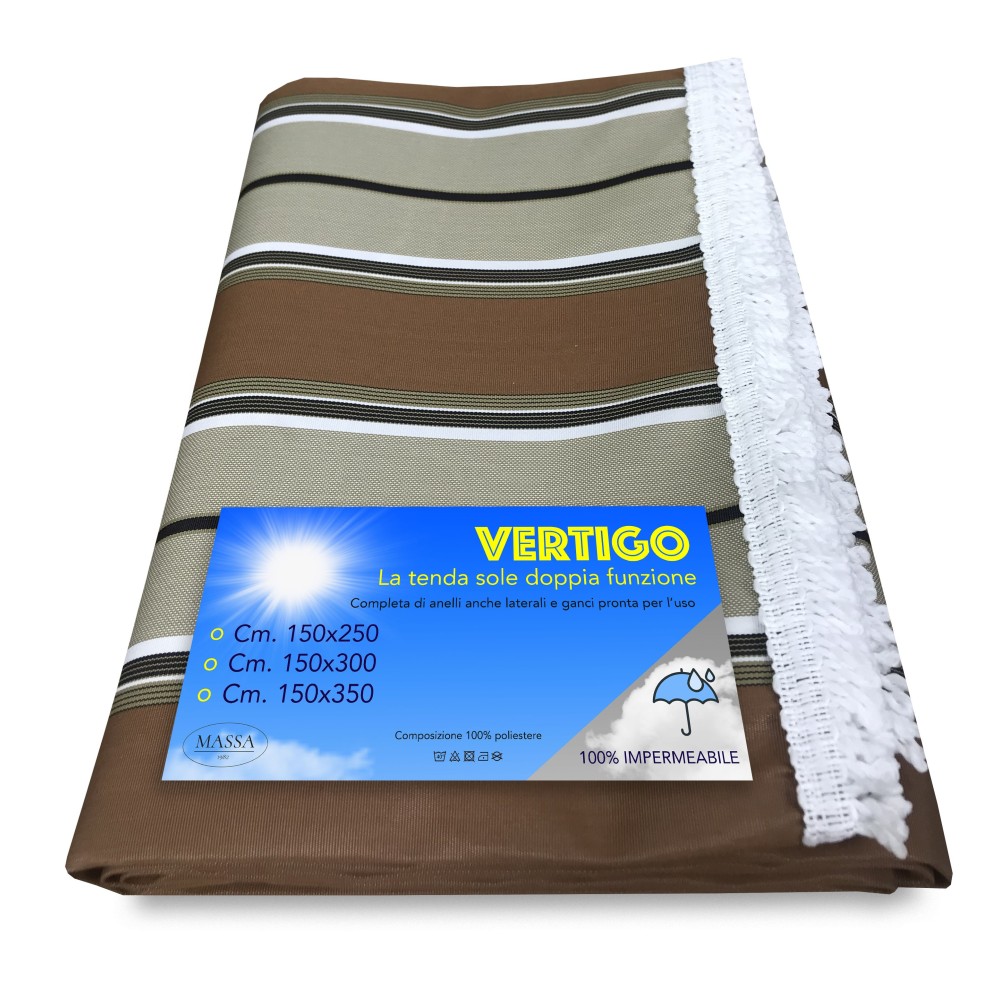 VERTIGO AUSSENMARKISE GARTEN BALKON RIGHINO BRAUN WASSERDICHT UND WASSERABWEISEND