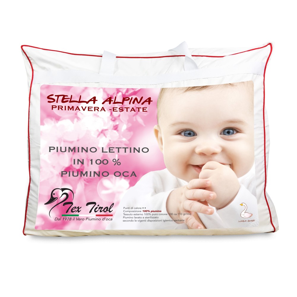 Piumino Tex Tirol in 100 % piumino oca da lettino cm. 80 x 120