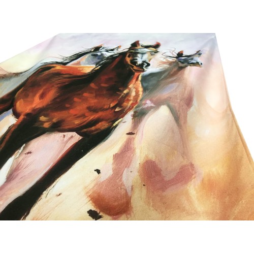 Serviette éponge peinture chevaux Grande taille 90 x 170 cm