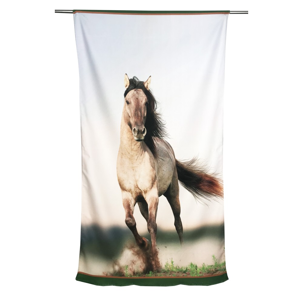 STRANDTUCH aus Frottee HORSE in RACE Größe groß cm. 90 X 170 CM