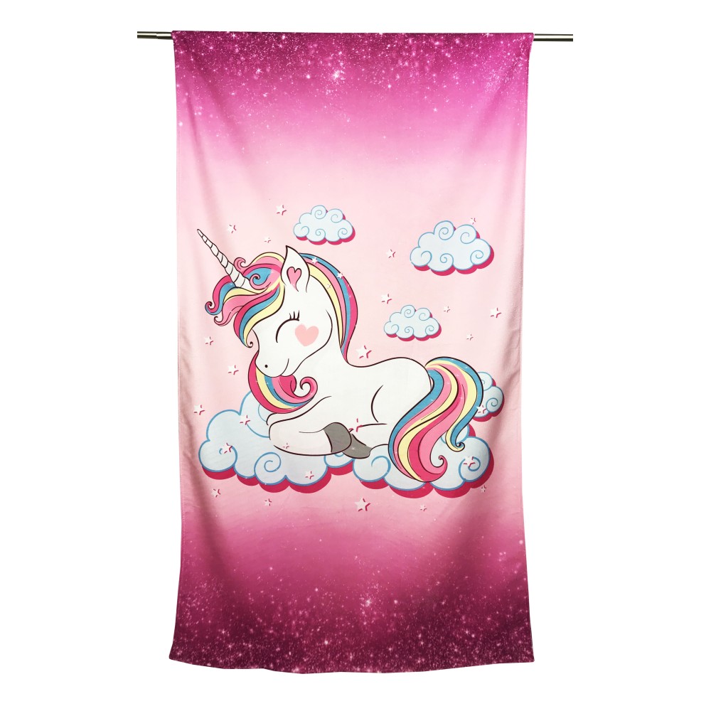 STRANDTUCH aus Frottee UNICORN Pink Größe groß cm. 90 X 170 CM