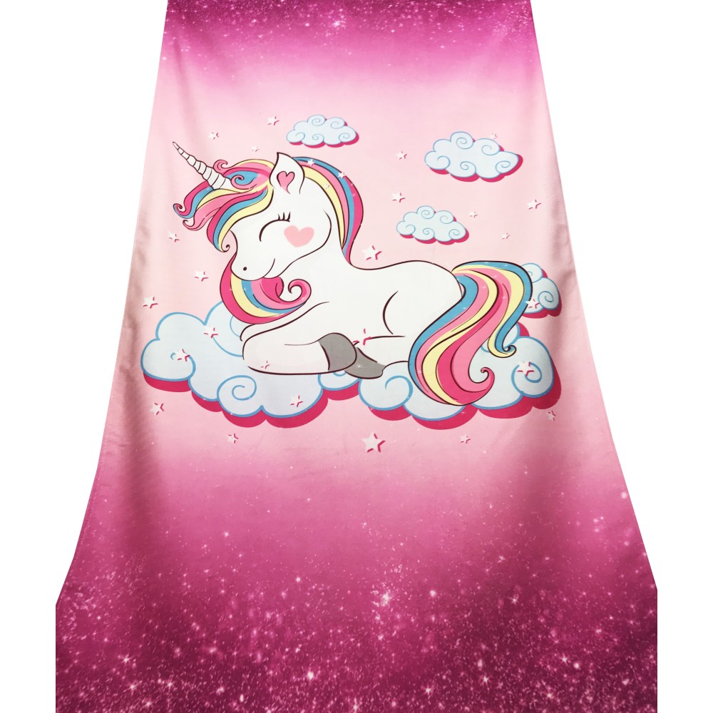 BEACH TOWEL in terry UNICORN Pink size large cm. 90 X 170