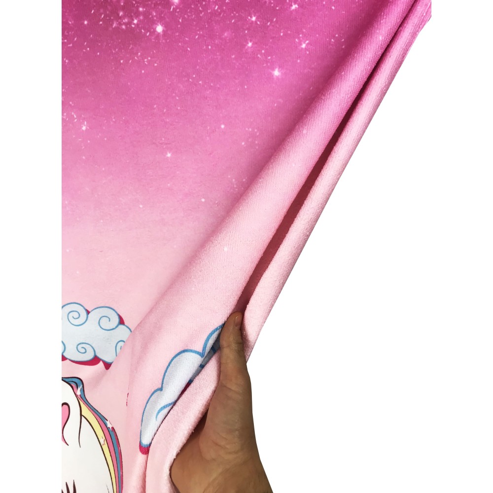 TOALLA DE PLAYA en rizo UNICORNIO Rosa talla grande cm. 90 x 170