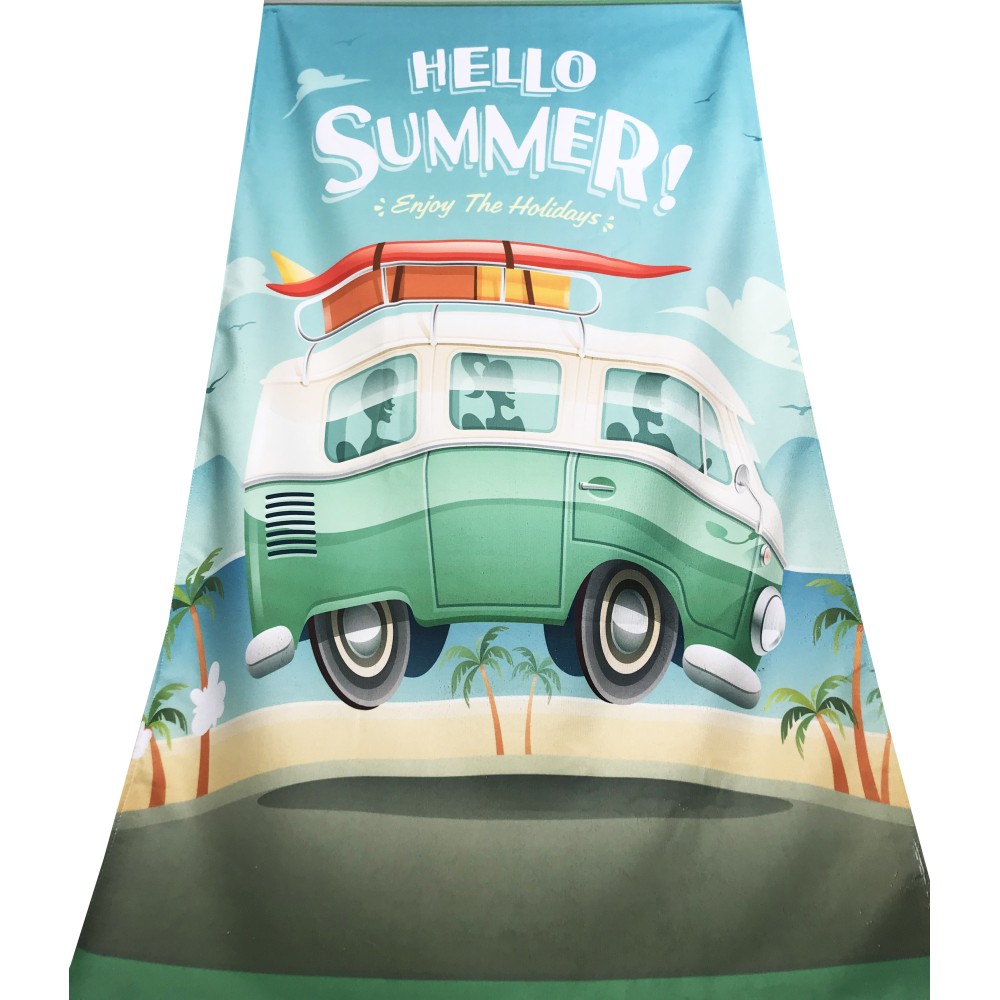 TELO MARE in spugna HELLO SUMMER BUS Misura grande cm. 90 X 170