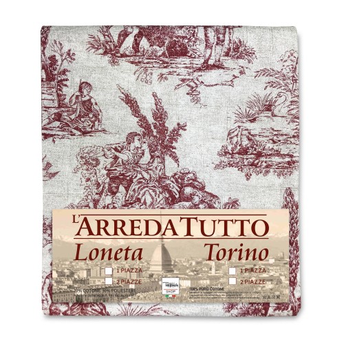 TELO ARREDO copritutto GRAN FOULARD COPRILETTO copridivano TESSUTO LONETA Toiles de Jouy