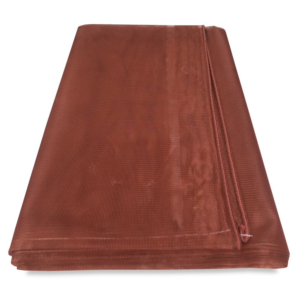 Brown mosquito net with steel and lead eyelets at the base
