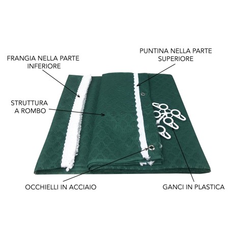 RED DE CORTINA MOSQUITERA de exterior JARDÍN BALCÓN rombo liso VERDE cm.150X250 calidad extra 2