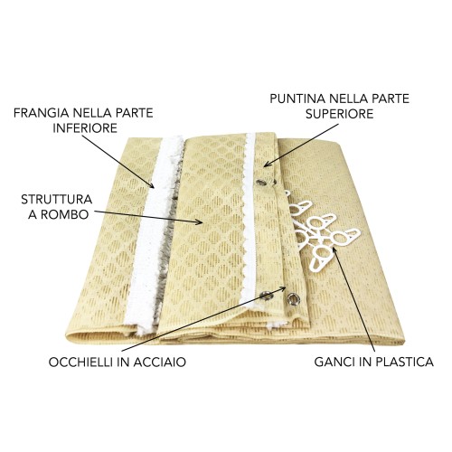 MOSQUITERA DE EXTERIOR CORTINA JARDÍN BALCÓN rombo liso BEIGE cm.150X250 calidad extra
