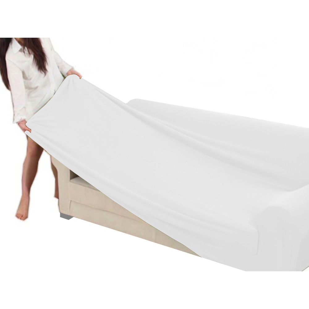 COPRIDIVANO Universale elasticizzato ROMA antimacchia BIANCO