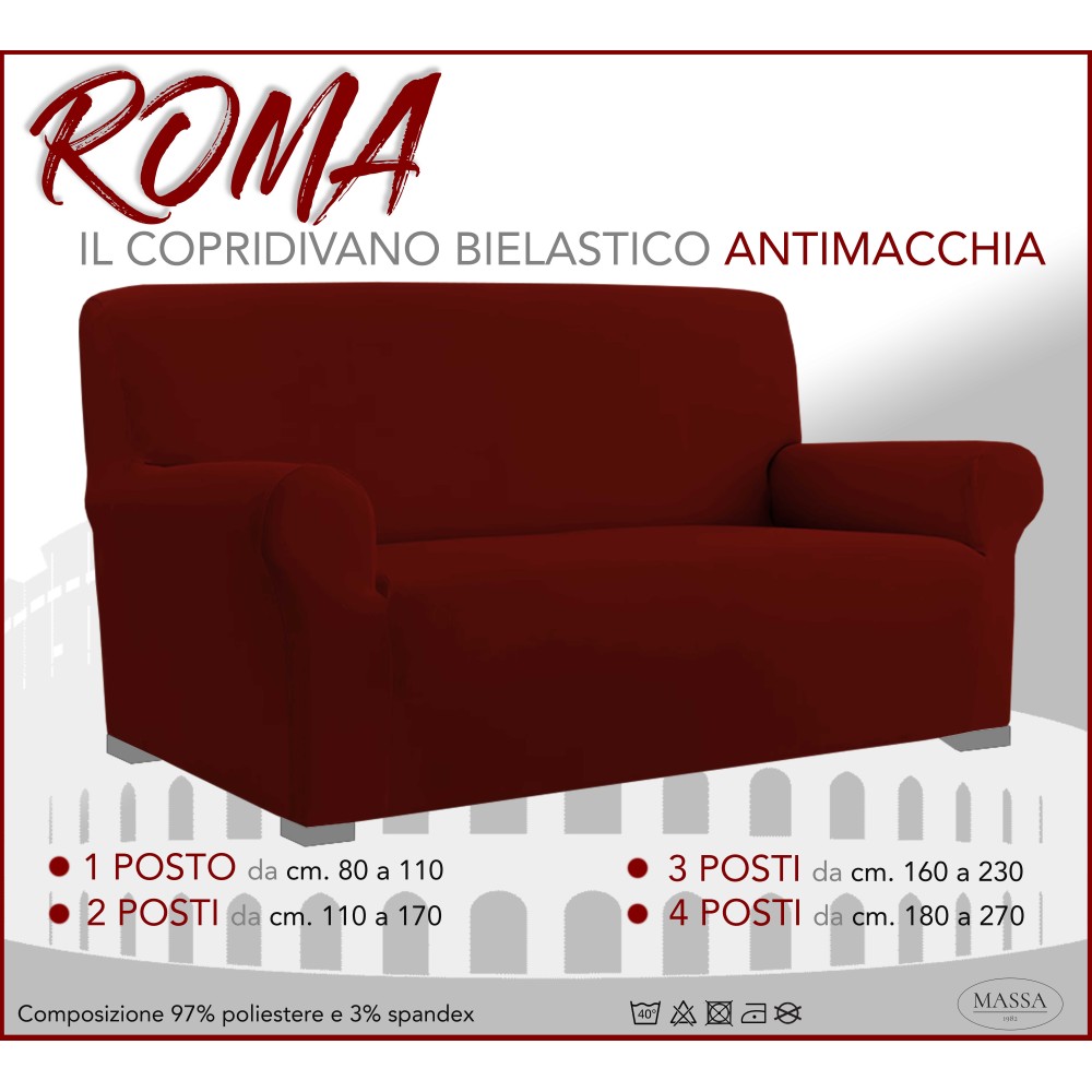Universal stretch sofa cover ROMA stain-resistant BORDEAUX