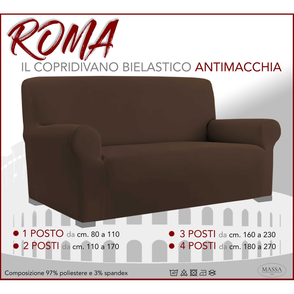 COPRIDIVANO Universale elasticizzato ROMA antimacchia MARRONE