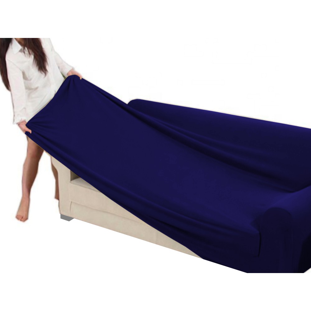 Universal stretch sofa cover ROMA stain-resistant DARK BLUE