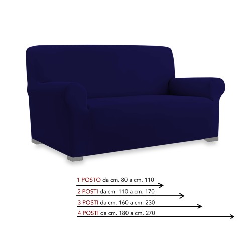 Universal stretch sofa cover ROMA stain-resistant DARK BLUE