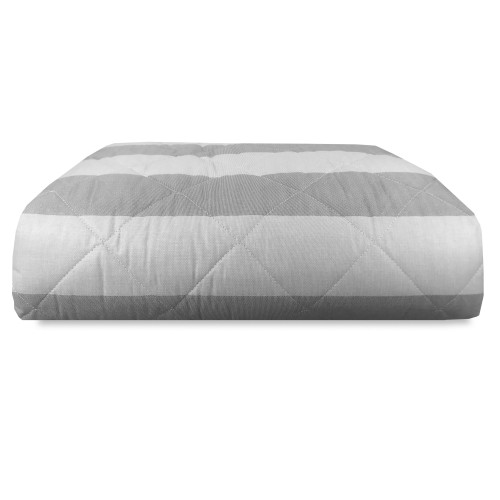 GREY French STRIPED QUILTED BEDSPREAD in PURE cotton