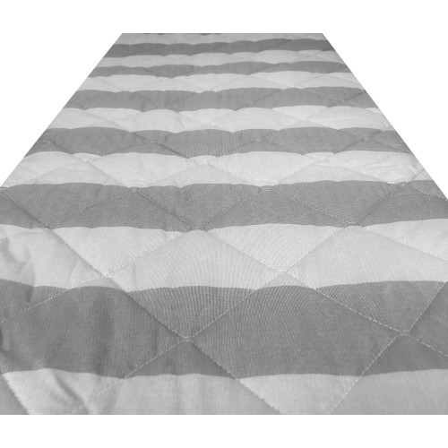 GREY French STRIPED QUILTED BEDSPREAD in PURE cotton
