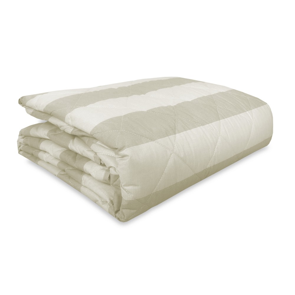 BEIGE ECRÙ French STRIPED QUILTED BEDSPREAD in PURE cotton