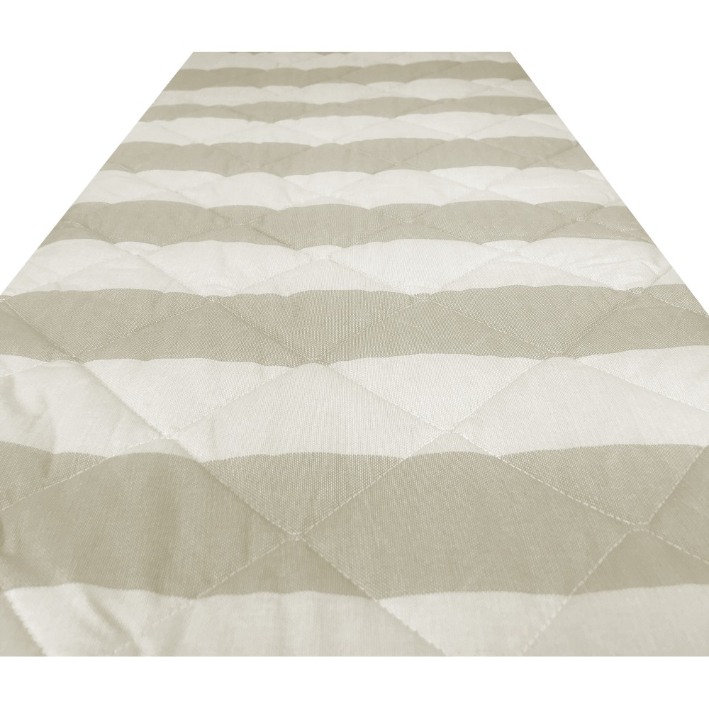 BEIGE ECRÙ GESTREIFTE GESTEPPTE TAGESDECKE aus REINER Baumwolle BEIGE ECRÙ