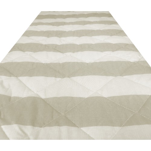 BEIGE ECRÙ COLCHA ACOLCHADA A RAYAS FRANCESAS en PURO algodón