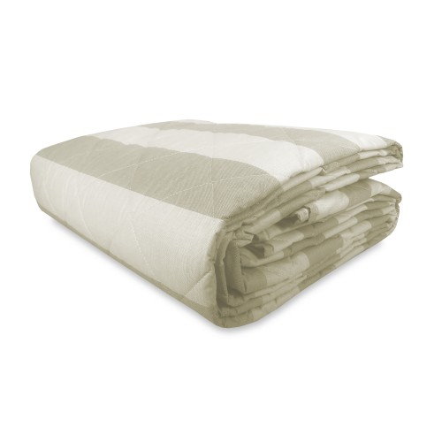 BEIGE ECRÙ COLCHA ACOLCHADA A RAYAS FRANCESAS en PURO algodón