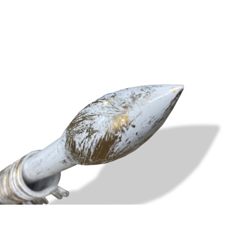 WEISS-GOLD STAB für verstellbaren VORHANGDURCHMESSER 19 MM. Komplett MIT RINGEN mod. Olive 2