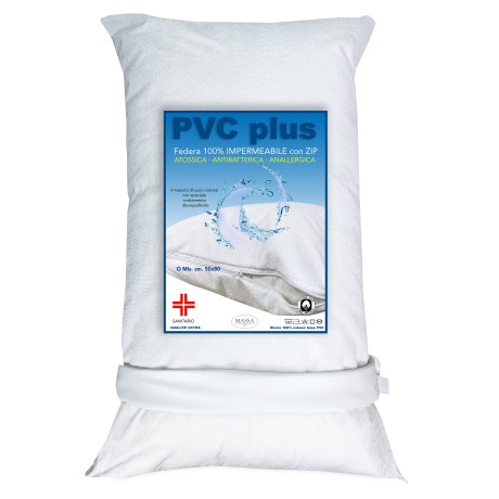 Funda de almohada impermeable PVC PLUS PILLOWCASE © con cremallera en rizo de algodón