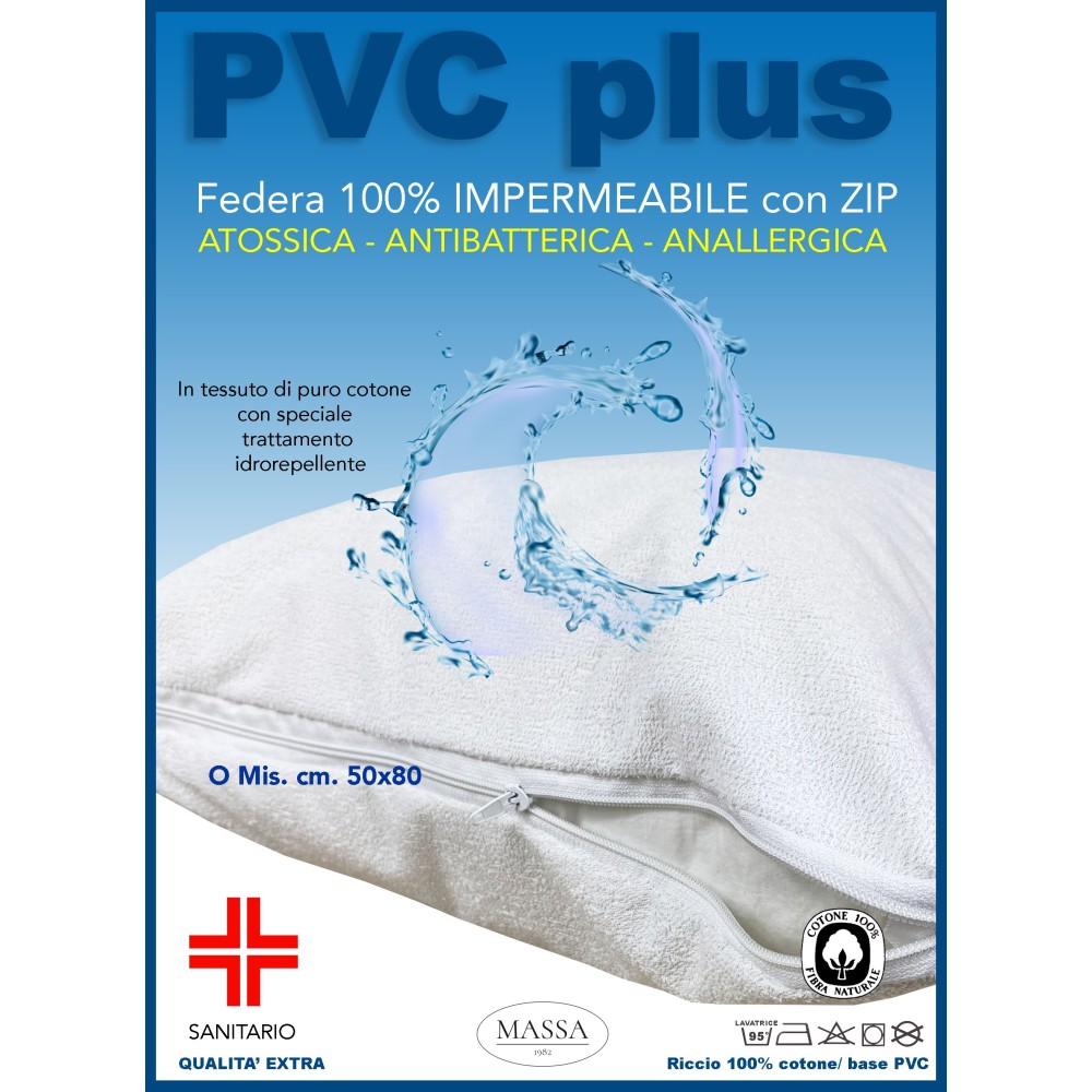 TAIE D'OREILLER COPRIGUANCIALE IMPERMÉABLE À L'EAU AVEC ZIP EN COTON ÉPONGE