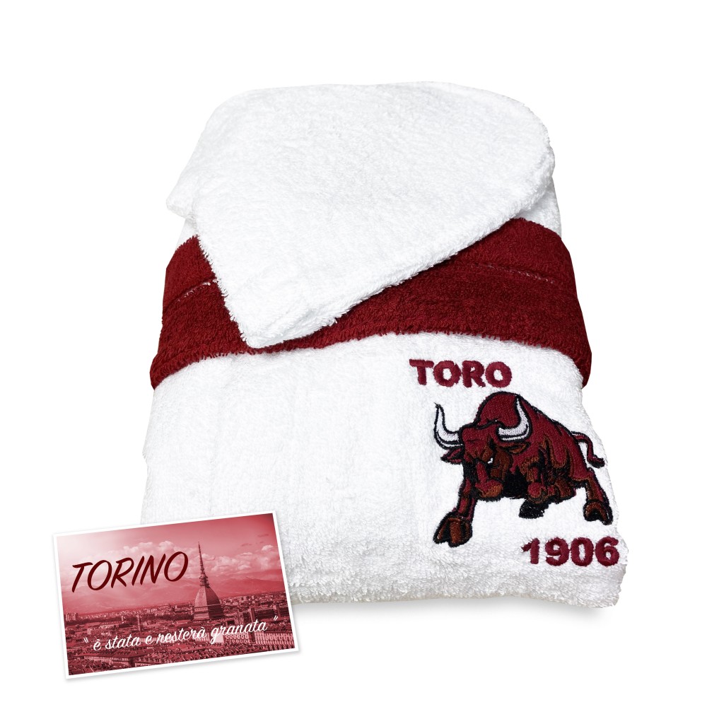 TORO TORINO ALBORNOZ NIÑO NIÑO EN RIZO DE PURO ALGODÓN MADE IN ITALY