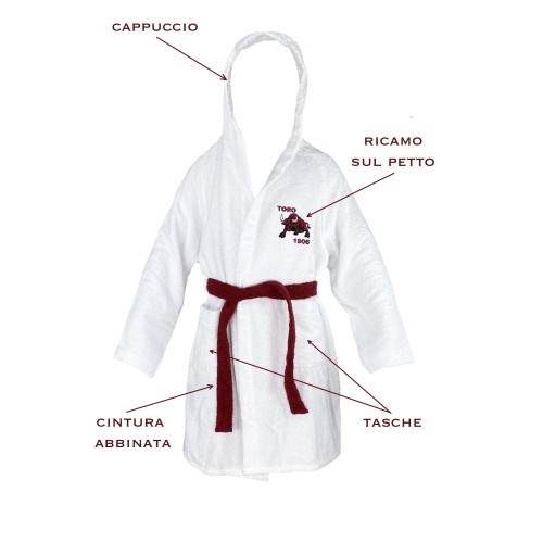 TORO TORINO ALBORNOZ NIÑO NIÑO EN RIZO DE PURO ALGODÓN MADE IN ITALY