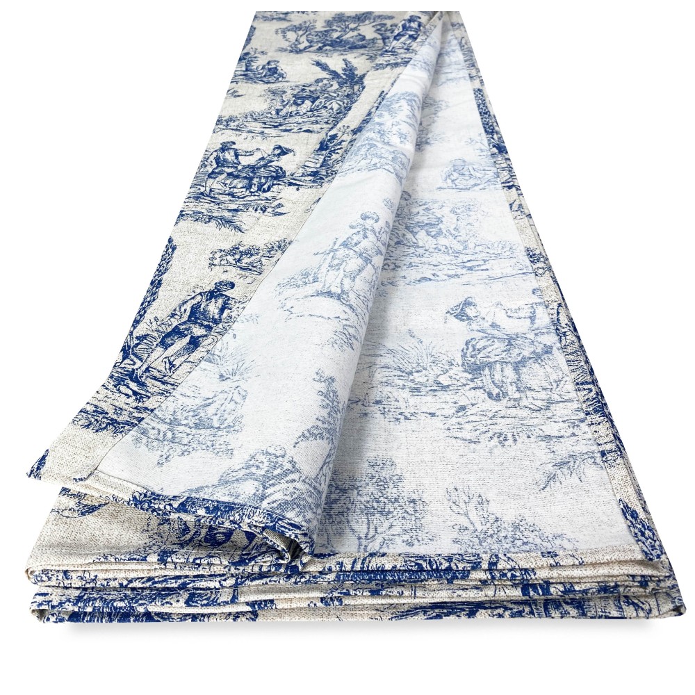 FURNISHING COVER cover GRAN SCARF BEDSPREAD sofa cover LONETA FABRIC Toiles de Jouy blue