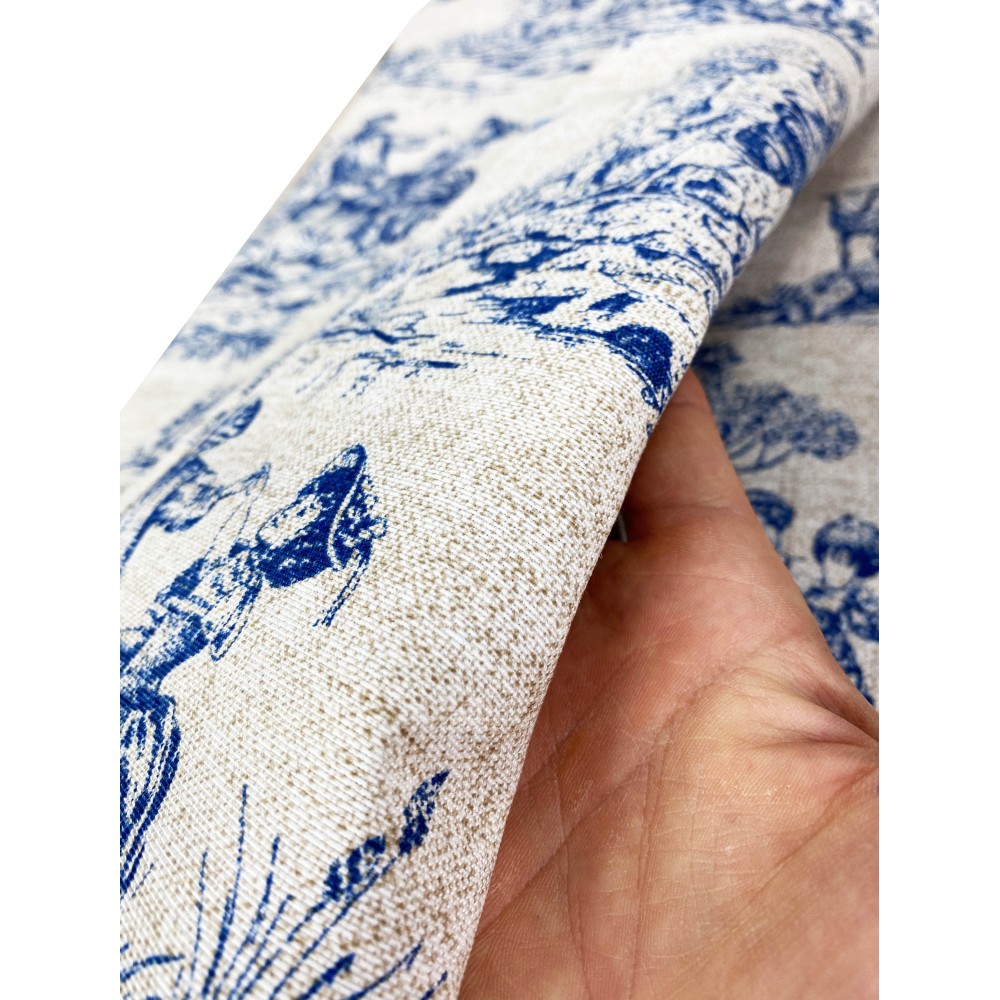 FUNDA DE DECORACIÓN funda GRAN SCARF COLCHA funda de sofá LONETA FABRIC Toiles de Jouy azul