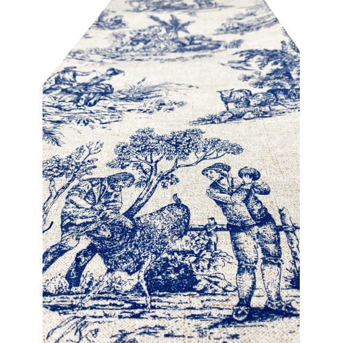 FUNDA DE DECORACIÓN funda GRAN SCARF COLCHA funda de sofá LONETA FABRIC Toiles de Jouy azul