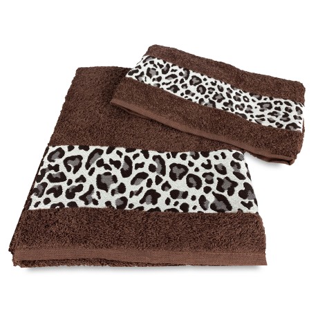HANDTUCH-SET FROTTEE JACQUARD 1+1 GESICHT und GAST MACULATO braun WASHY LOT