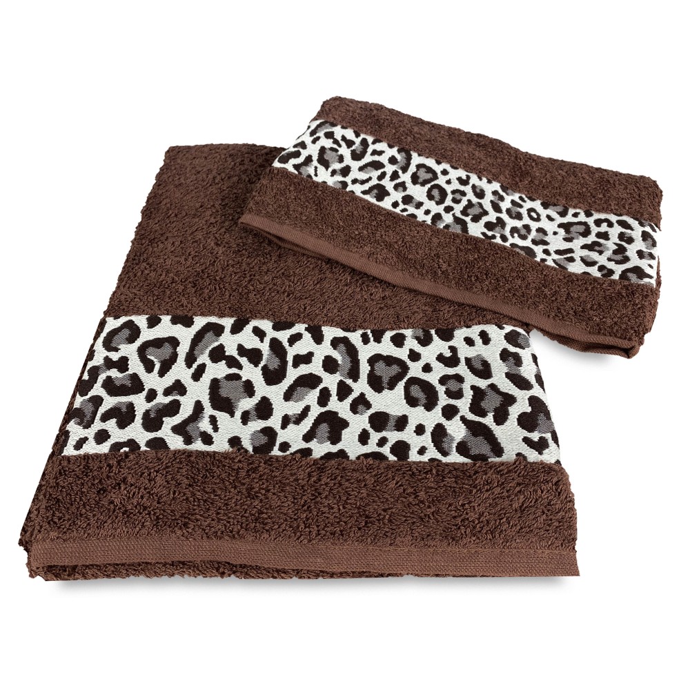 HANDTUCH-SET FROTTEE JACQUARD 1+1 GESICHT und GAST MACULATO braun WASHY LOT