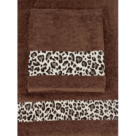 TOWEL SET TERRY CLOTH JACQUARD 1+1 FACE and GUEST MACULATO brown WASHY LOT 2