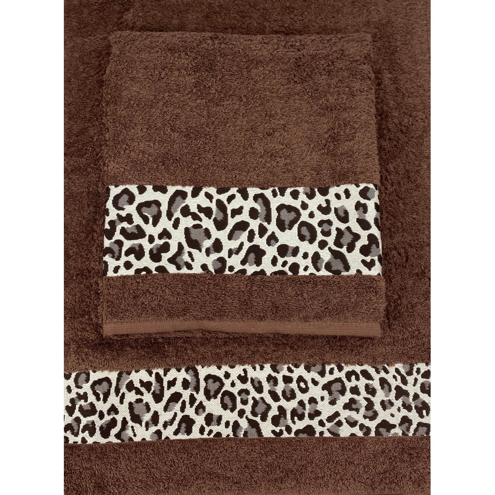 HANDTUCH-SET FROTTEE JACQUARD 1+1 GESICHT und GAST MACULATO braun WASHY LOT