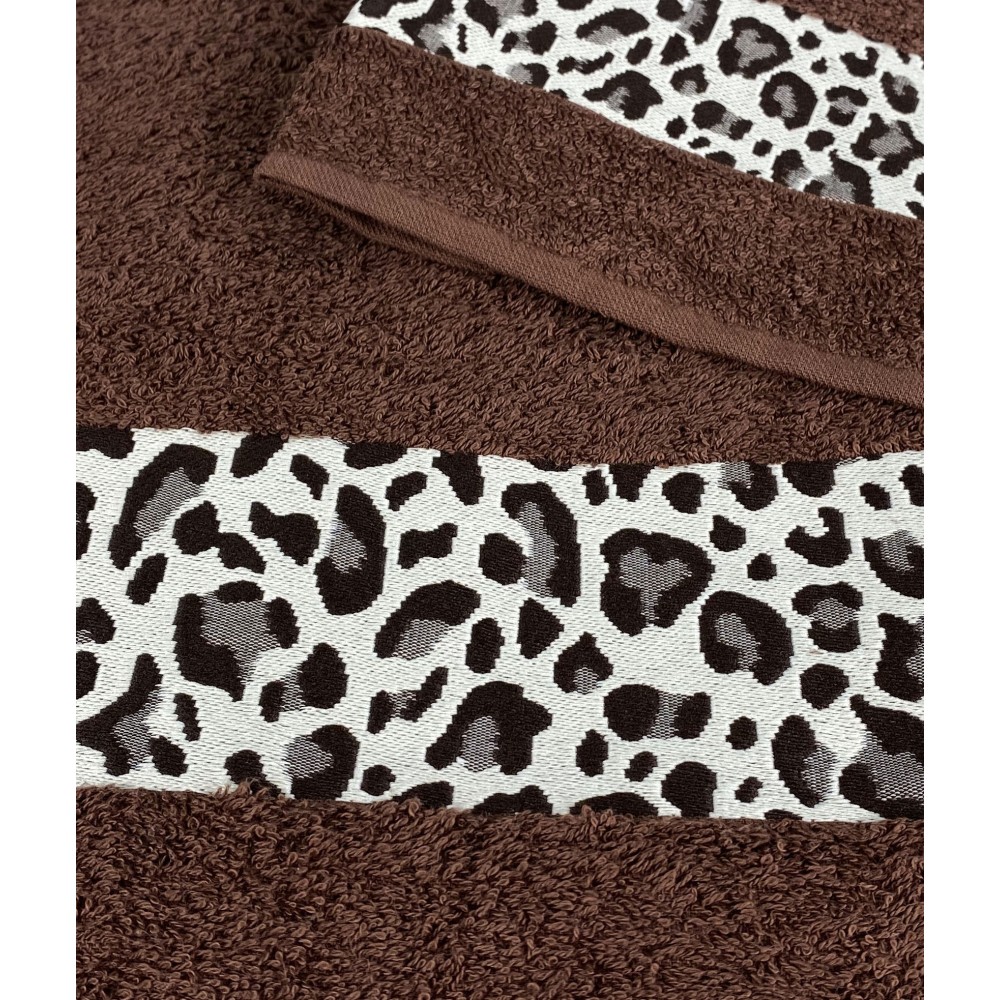 TOWEL SET TERRY CLOTH JACQUARD 1+1 FACE and GUEST MACULATO brown WASHY LOT