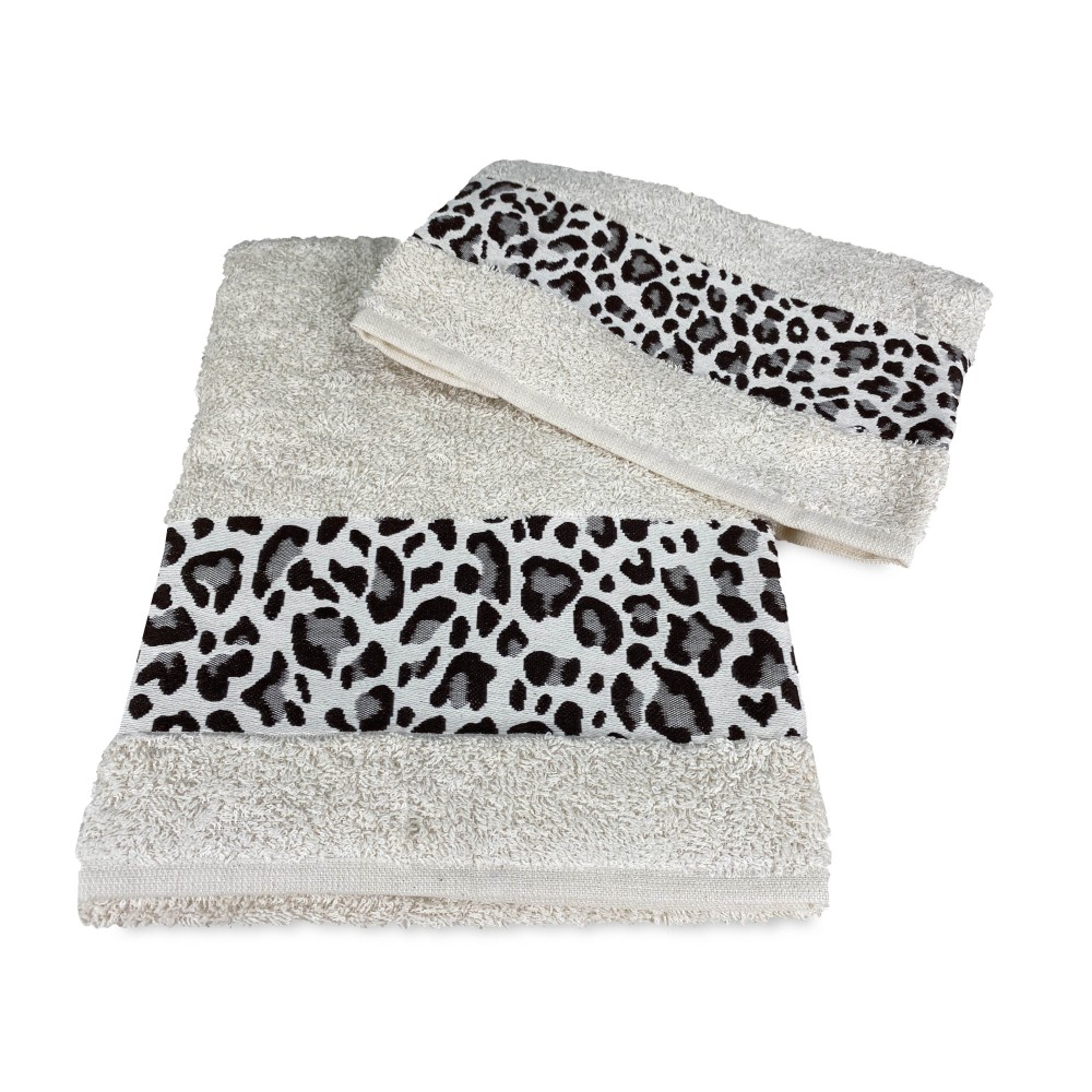LOT DE SERVIETTES macula léopard beige