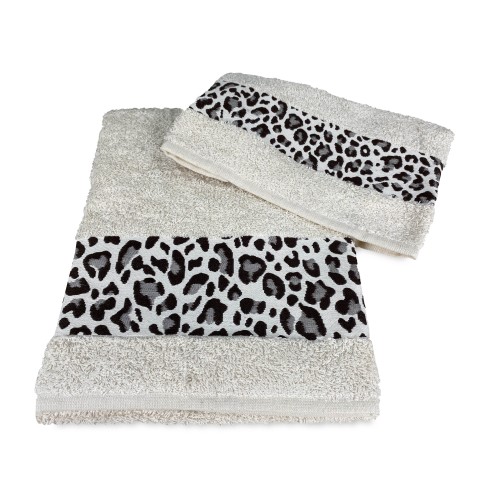 LOT DE SERVIETTES macula léopard beige
