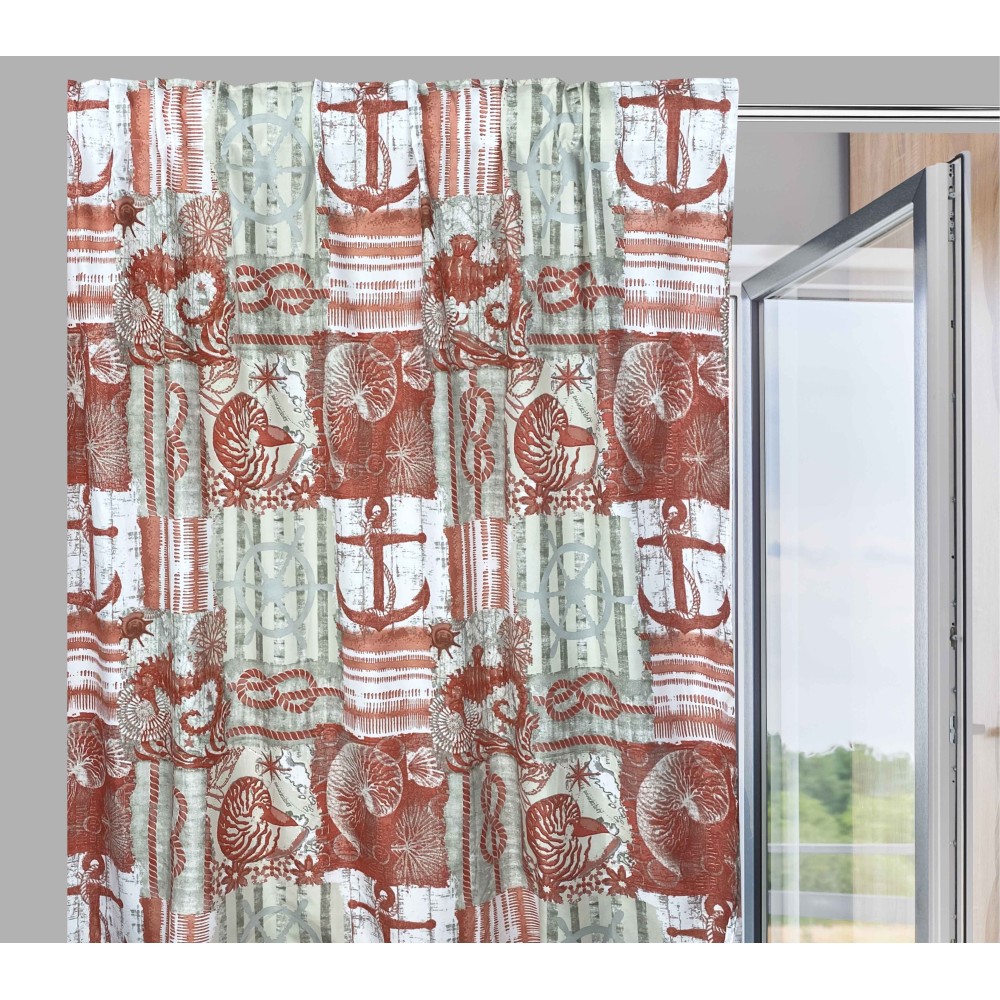 TENDA INGRID in stile marino CORALLO ROSSO cm. 175x290 MADE IN ITALY