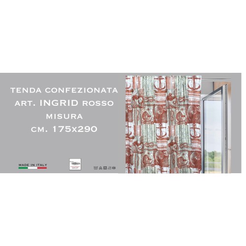 TENDA INGRID in stile marino CORALLO ROSSO cm. 175x290 MADE IN ITALY
