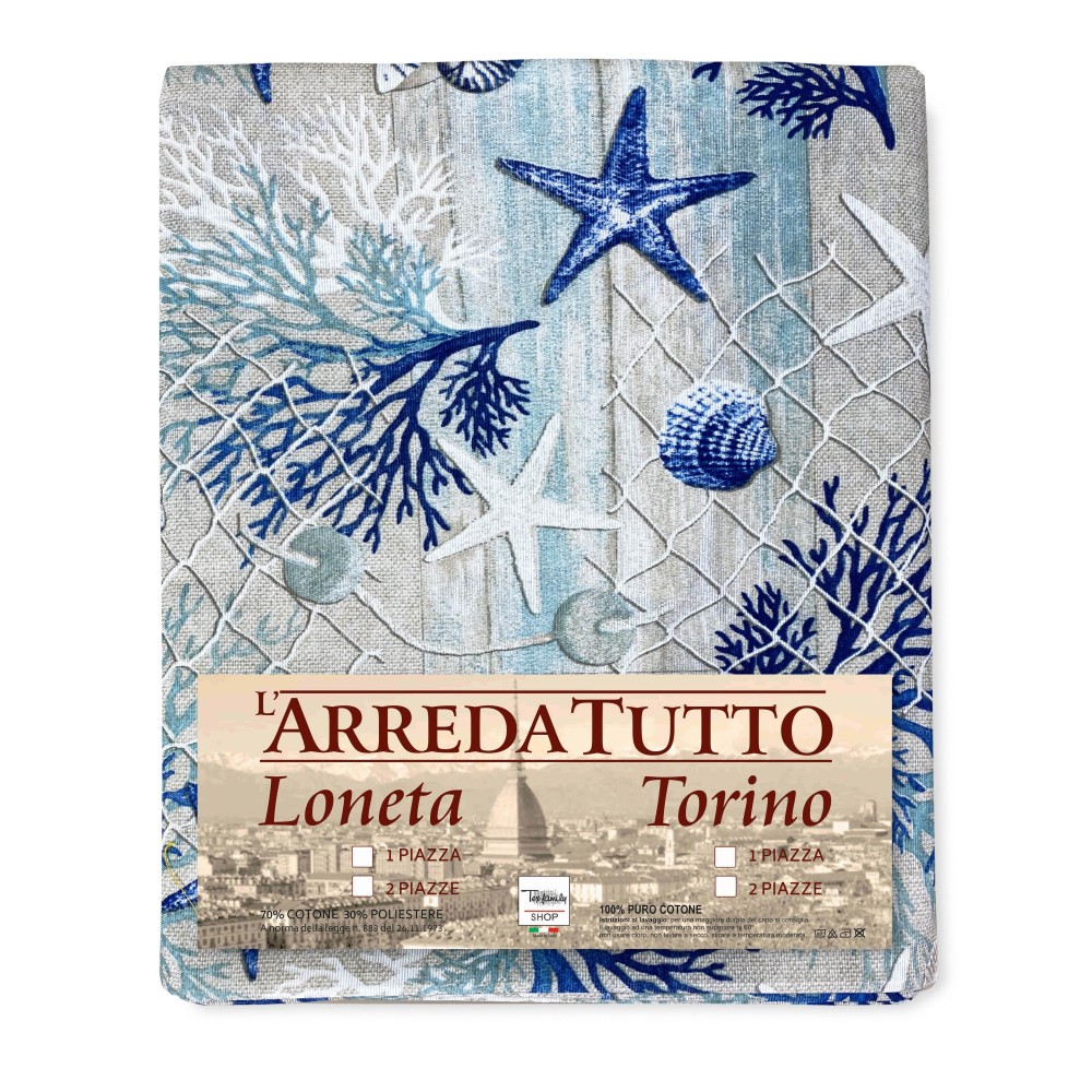HANDTUCHBEZUG GRAN SCARF TAGESDECKE Sofabezug STOFF LONETA meer MEERESKORALLEN BLAU
