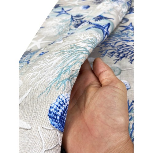 FURNISHING TOWEL cover GRAN SCARF BEDSPREAD sofa cover FABRIC LONETA sea MARINE corals BLUE