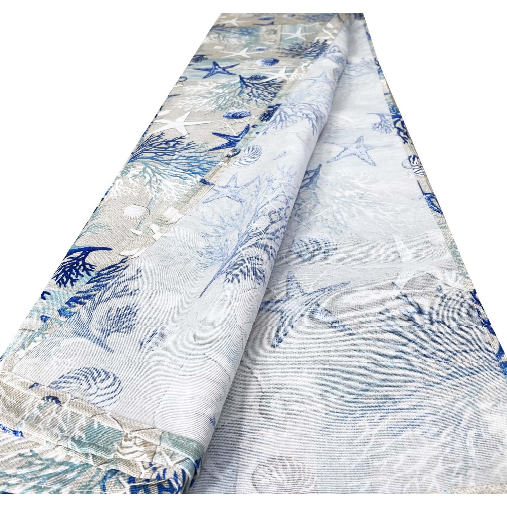 HANDTUCHBEZUG GRAN SCARF TAGESDECKE Sofabezug STOFF LONETA meer MEERESKORALLEN BLAU