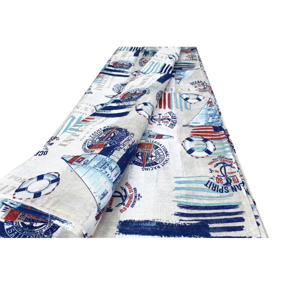 Handtuchbezug GRAN SCARF TAGESDECKE Sofabezug STOFF LONETA sea MARINE SAILING BLUE